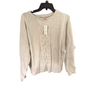 Philosophy Crew Neck Cable-Knit Double Braid Puller Size Lg